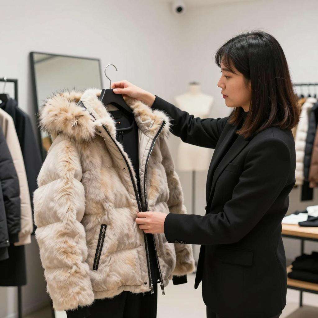 【揭示平价服装中的材质差异：Faux Fur Down Jacket 仿毛领羽绒服的秘密】第一张图