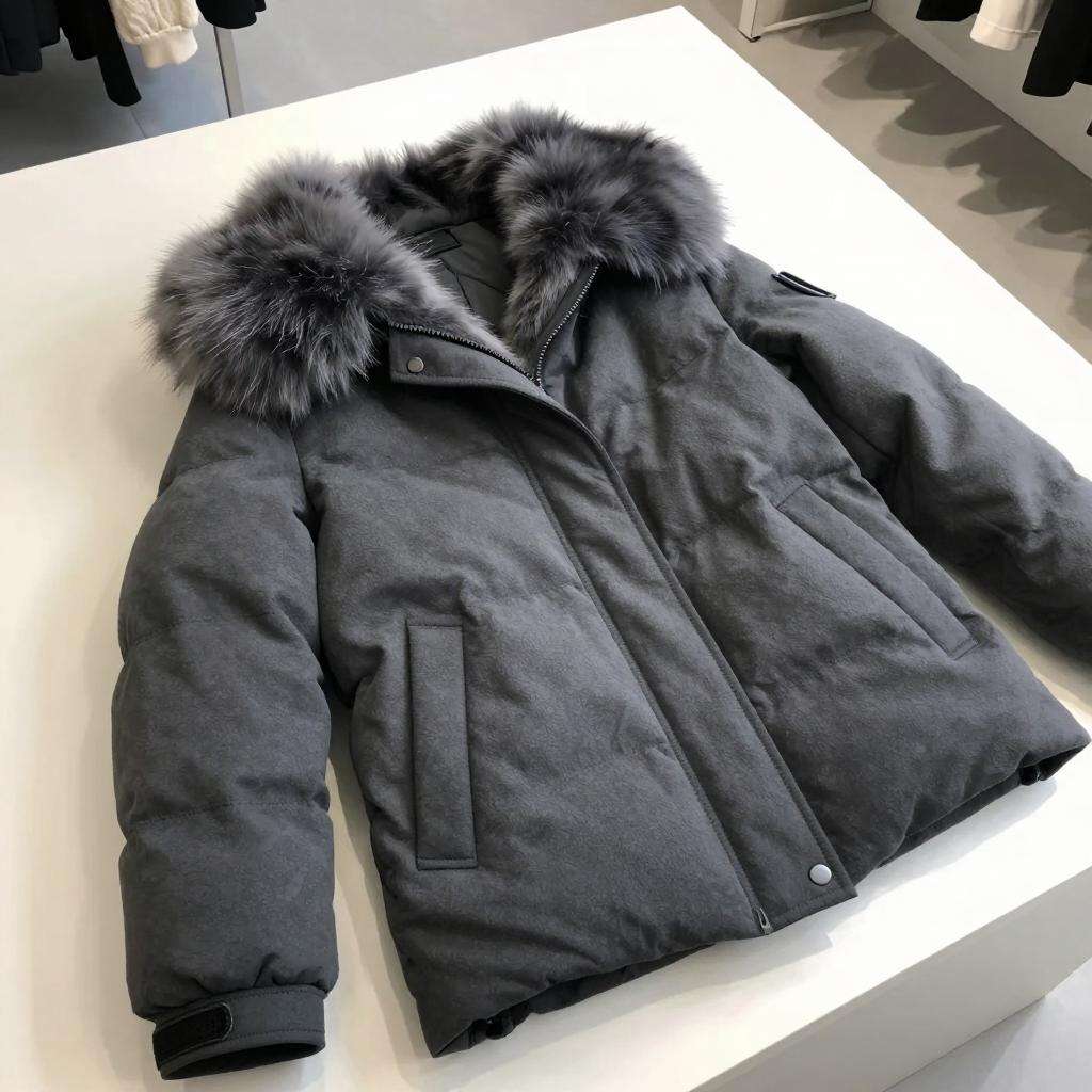 【揭示平价服装中的材质差异：Faux Fur Down Jacket 仿毛领羽绒服的秘密】第三张图