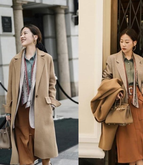 浅驼色显瘦毛呢大衣：优雅与实用的完美平衡(图3)